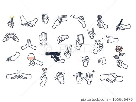 各種手勢和姿勢的插圖集 105966476