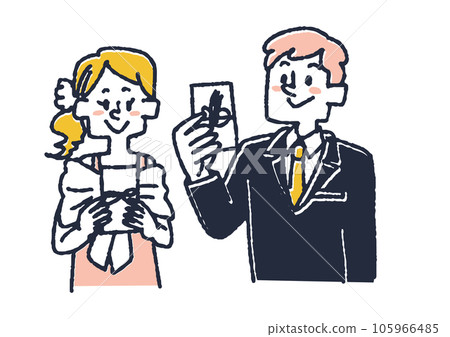 Illustration of Invited Guests Having a Wedding Ceremony 105966485