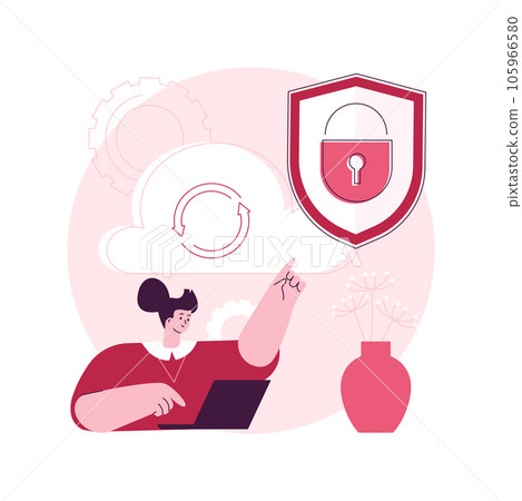 Cloud computing security abstract concept vector illustration. Cloud information security system, data protection service, safety architecture, network computing, storage access abstract metaphor. 105966580