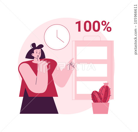 Battery runtime abstract concept vector illustration. Battery innovative solution, extend runtime, charging technology, long life, durability calculation, high energy capacity abstract metaphor. 105966611