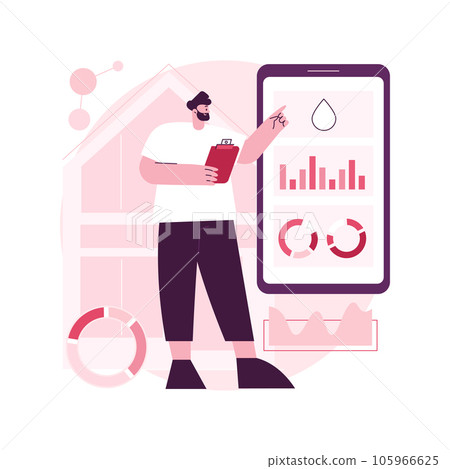 Water contamination detection system abstract concept vector illustration. Drinking water contamination test, anomaly detection system, real time tracking, smart home sensor abstract metaphor. 105966625
