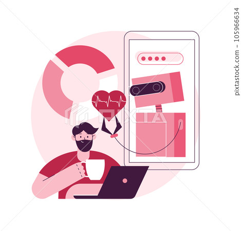 Digital wellbeing abstract concept vector illustration. Office wellbeing, digital health, device stress management, device and internet free time, social media time tracking app abstract metaphor. Digital wellbeing abstract concept vector illustration. Office wellbeing, digital health, device stress management, device and internet free time, social media time tracking app abstract metaphor. 105966634