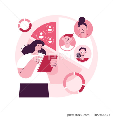 Audience segmentation abstract concept vector illustration. Customer segmentation, digital marketing tool, target audience collection, targeted message, digital ad campaign abstract metaphor. 105966674