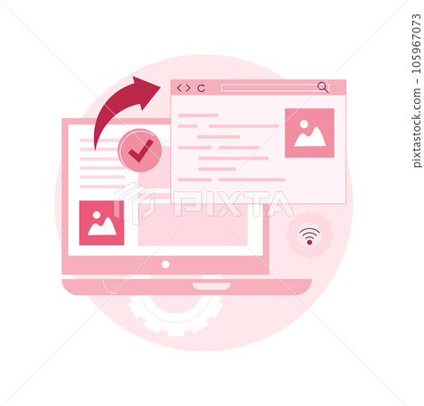 Cross-browser compatibility abstract concept vector illustration. Multi-browser compatible, cross-browser development, software compatibility testing, website user experience abstract metaphor. 105967073