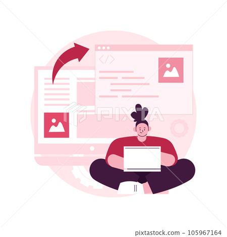Microsite development abstract concept vector illustration. Microsite web development, small internet site, graphic design service, landing page, software programming team abstract metaphor. 105967164