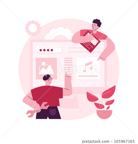 Website maintenance abstract concept vector illustration. Website service, webpage seo maintenance, web design, corporate site professional support, security analysis, update abstract metaphor. 105967165