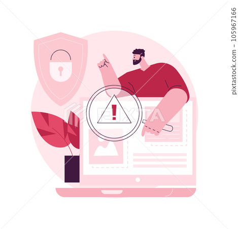 Media content control abstract concept vector illustration. Content monitoring, media control, terms of use regulations, freedom of speech, online police, user guidelines abstract metaphor. 105967166