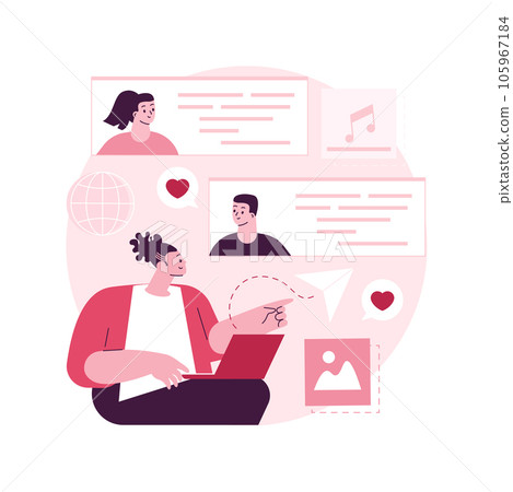 Internet forum abstract concept vector illustration. Internet communication, social media and network technology, chat message, forum topic, comments board, website page abstract metaphor. 105967184