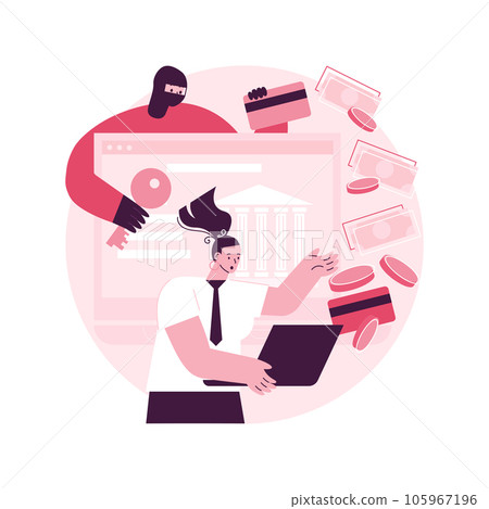 Financial crimes abstract concept vector illustration. Financial fraud, economic crime commission, money laundering, black market goods, tax evasion scandal, investment scam abstract metaphor. 105967196