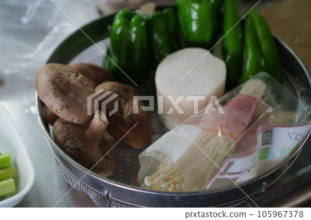 Preparing vegetables for barbecue Preparing vegetables for barbecue 105967378