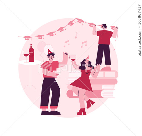 School celebration party abstract concept vector illustration. Back-to-school celebration idea, graduation party, event planning, end of year ball invitation and decoration abstract metaphor. 105967417