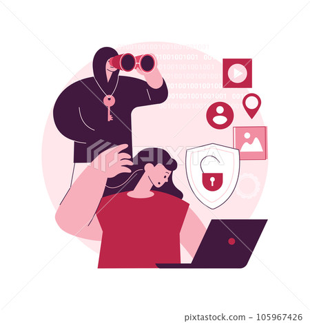Doxing abstract concept vector illustration. Gathering online information, doxing attack, hacking private data, social engineering, publishing identity info, hacking practice abstract metaphor. 105967426