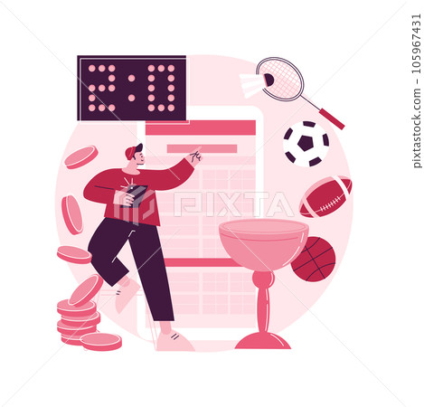 Sports betting abstract concept vector illustration. Bookmaker market, wagering website, sports betting mobile app, put bet on, online gambling, winner strategy, earn on e-sport abstract metaphor. Sports betting abstract concept vector illustration. Bookmaker market, wagering website, sports betting mobile app, put bet on, online gambling, winner strategy, earn on e-sport abstract metaphor. 105967431