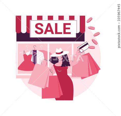 Overspending abstract concept vector illustration. Budget planning, money management, overspending cash, addiction, financial stress cause, spending beyond the income problem abstract metaphor. 105967445