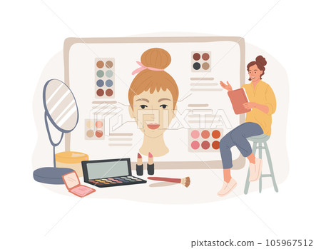 Makeup courses isolated concept vector illustration. Makeup artist training, beauty treatment courses, school certificate, cosmetics masterclass, professional online workshop vector concept. 105967512