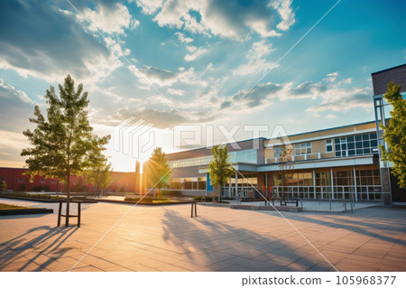 學校建築和美麗的天空 105968377
