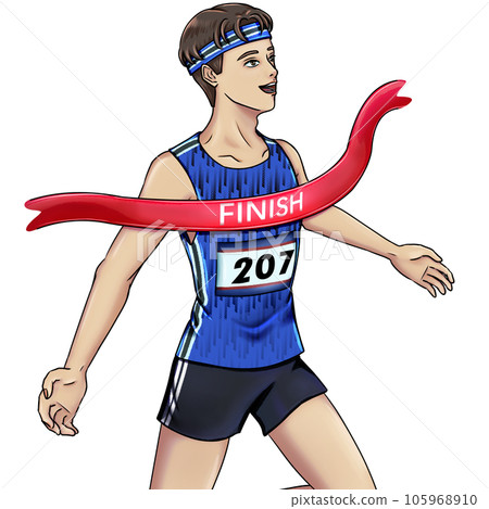 Athlete crossing the finish line Athlete crossing the finish line 105968910