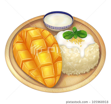 Mango sticky rice with coconut milk 105968918