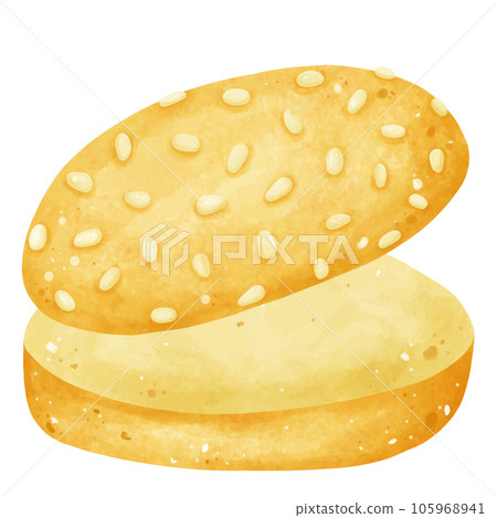 Exquisite Watercolor Depiction of Hamburgers and Hamburger Elements 105968941