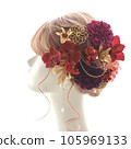Red flower Japanese style hair ornament 105969133