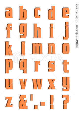 3D Font Pack 5 [Alphabet/sml/three-dimensional character/alphabet] orange, orange 105969366