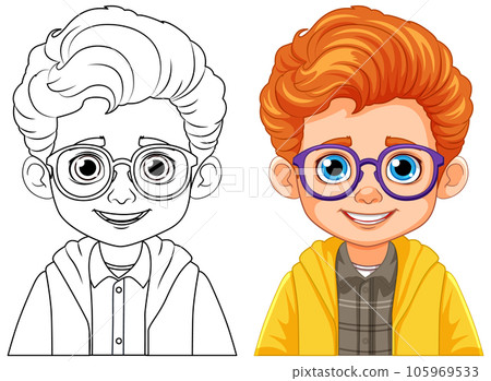 Boy with Orange Hair and Blue Eyes Outline for Coloring 105969533