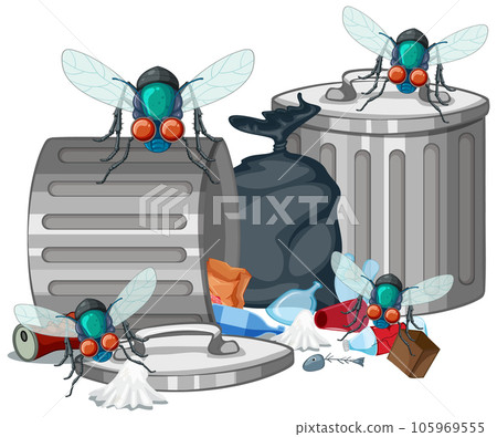 Fly and trash cartoon Fly and trash cartoon 105969555