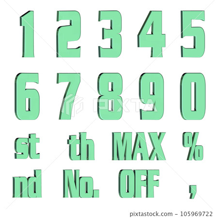 3D Font Pack 5 [Number/three-dimensional characters/numbers] green, green 105969722