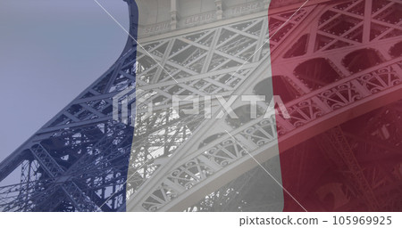 Image of flag of france over eiffel tower Image of flag of france over eiffel tower 105969925