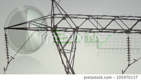 Image of data processing over electricity pylon and landscape Image of data processing over electricity pylon and landscape 105970137
