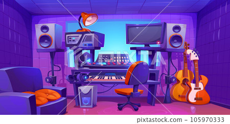 Music record studio booth room cartoon vector Music record studio booth room cartoon vector 105970333
