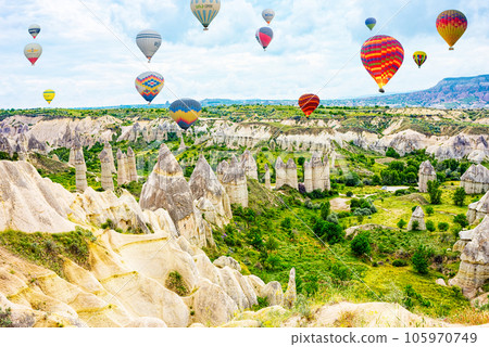 Unique natural place in Cappadocia - Valley of Love, Turkiye. Unique natural place in Cappadocia - Valley of Love, Turkiye. 105970749