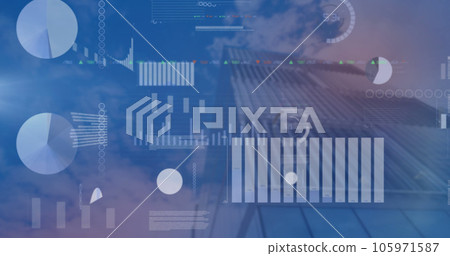 Image of financial data processing over modern office building Image of financial data processing over modern office building 105971587