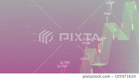 Image of financial processing against purple and grey gradient background 105971620
