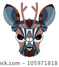 Vector image of a horned animal, consisting of geometric shapes according to the principle of the golden section. Cartoon. EPS 10 105971818