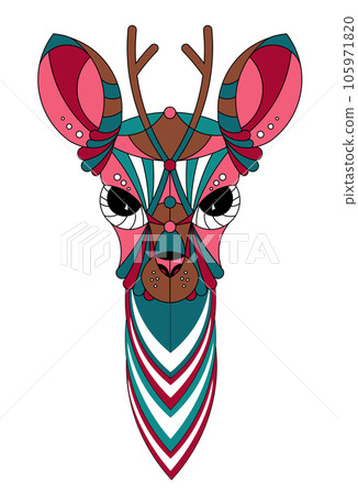Vector image of a horned animal, consisting of geometric shapes according to the principle of the golden section. Cartoon. EPS 10 Vector image of a horned animal, consisting of geometric shapes according to the principle of the golden section. Cartoon. EPS 10 105971820