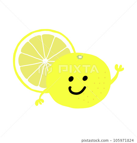 柚子人物手繪彩色插畫素材 105971824