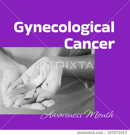 Composite of gynecological cancer awareness month over biracial woman holding ribbon Composite of gynecological cancer awareness month over biracial woman holding ribbon 105972013