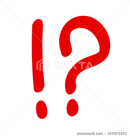 A simple hand-drawn surprise mark! ? red A simple hand-drawn surprise mark! ? red 105972852