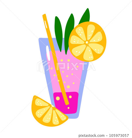 Cartoon tropical cocktail. Cartoon Drink, soda, juice Cartoon tropical cocktail. Cartoon Drink, soda, juice 105973057