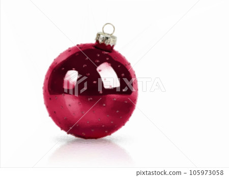 Christmas tree decoration, tree toy, christmas ball, red colors on isolated white background. color 2023, Viva Magenta color, Viva Magenta, color trendy 105973058