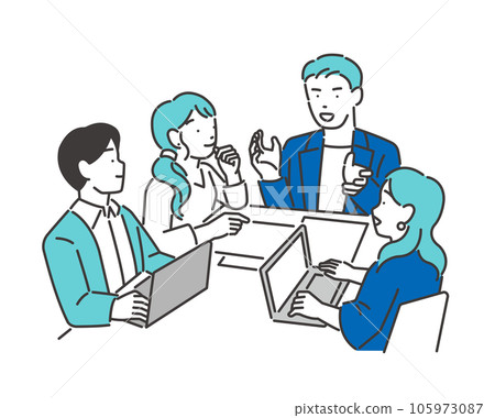 Vector illustration material of a young business person having a meeting Vector illustration material of a young business person having a meeting 105973087