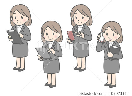 Various standing jobs A young woman in a suit 105973361