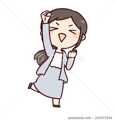 A woman who raises her arms and rejoices A woman who raises her arms and rejoices 105973504