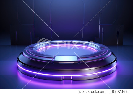 Colourful podium and beautiful lighting. Background for product presentation. Generative AI 105973631