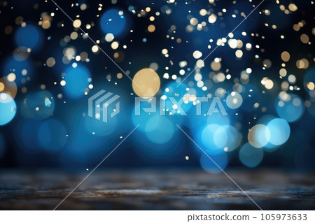Abstract blue bright light glittering bokeh blur background. Generative AI 105973633