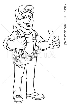 Electrician Cartoon Handyman Plumber Mechanic 105974967