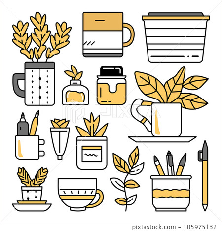 時尚房間的桌子上設置的零件插圖 105975132