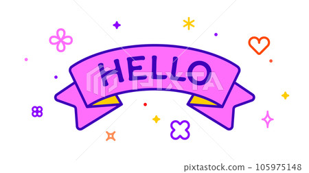 Ribbon and banner Hello 105975148