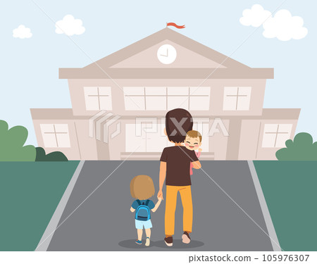 Boy Student With Father Back to School 105976307